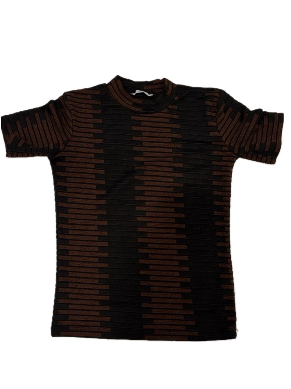 Zara Black and Brown Striped Top